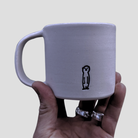 White Handmade Meerkat Mugs
